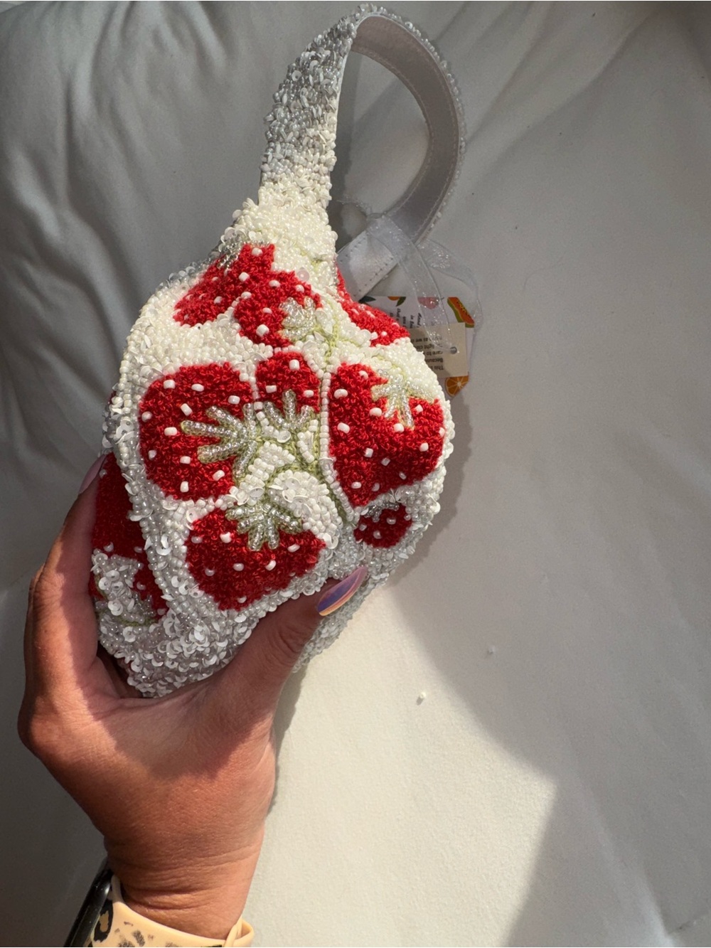 Strawberry Beaded Shoulder Bag Handmade in India New With Tags - Picture 8 of 16